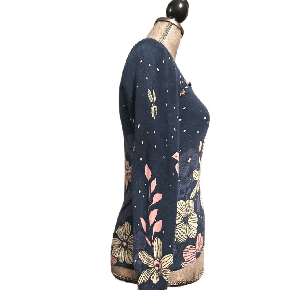 Brooklyn Industries Blue Floral Long Sleeve Sweater - Picture 5 of 7